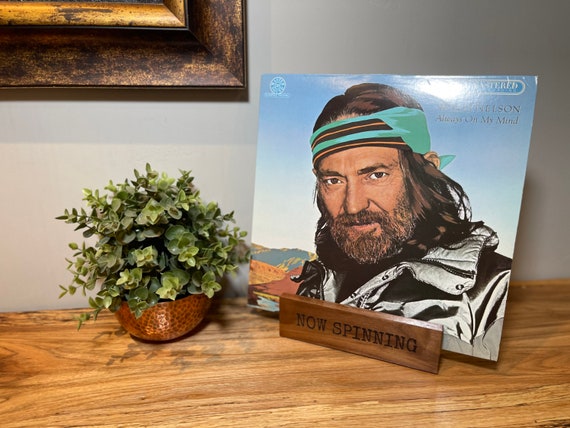 Now Spinning Record Stand, Vinyl Record Stand - LP Sleeve Display, Handmade Walnut Record Stand