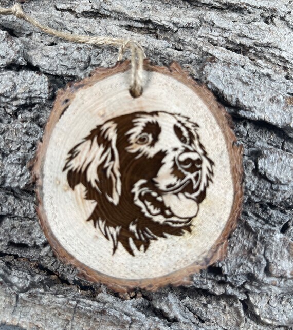 Flat Coated Retriever, Rustic Wood Ornament, Laser Engraved Ornament,, Pinon Wood Ornament, Wood Ornament, Laser Ornament