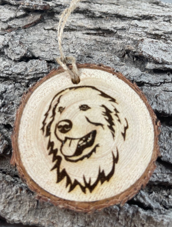 Great Pyreneese, Rustic Wood Ornament, Laser Engraved Ornament,, Pinon Wood Ornament, Wood Ornament, Laser Ornament