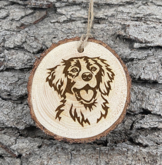 Brittany Spaniel, Rustic Wood Ornament, Laser Engraved Ornament, Pinon Wood Ornament, Wood Ornament, Laser Ornament