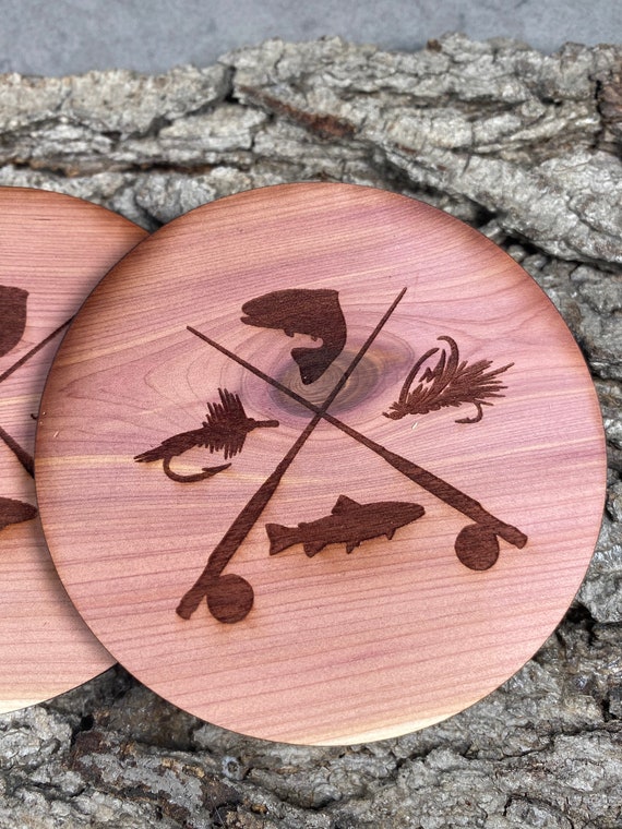 Fly Fishing- Cedar coaster set