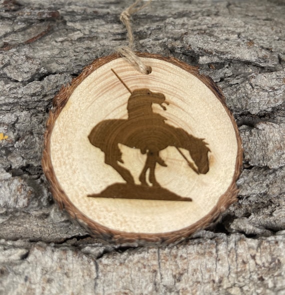 End of the Trail, Rustic Wood Christmas Ornament, Laser Engraved Ornament on Piñon Wood