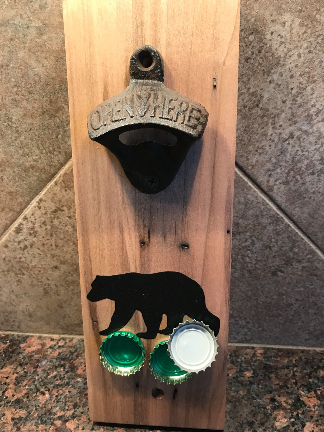 Bear Wall Mounted Beer Opener Magnetic Beer Bottle Opener Beer Gift Groomsman Gifts Beer Cap Catcher Bottle Opener Magnetic