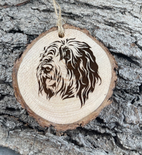 Old English Sheepdog, Rustic Wood Ornament, Laser Engraved Ornament,, Pinon Wood Ornament, Wood Ornament, Laser Ornament