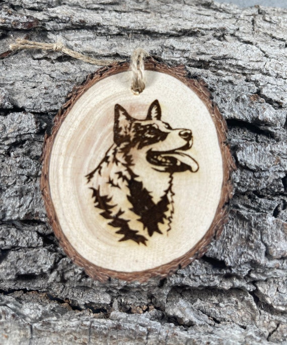 Australian Cattle Dog, Rustic Wood Ornament, Laser Engraved Ornament,, Pinon Wood Ornament, Wood Ornament, Laser Ornament