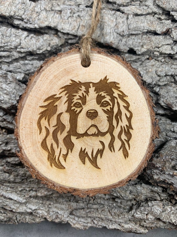 Cavalier King Charles, Rustic Wood Ornament, Laser Engraved Ornament,, Pinon Wood Ornament, Wood Ornament, Laser Ornament