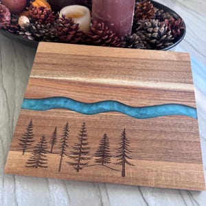 Pine Trees,  Forest Design Charcuterie Board, Acacia & Resin Cheese Board