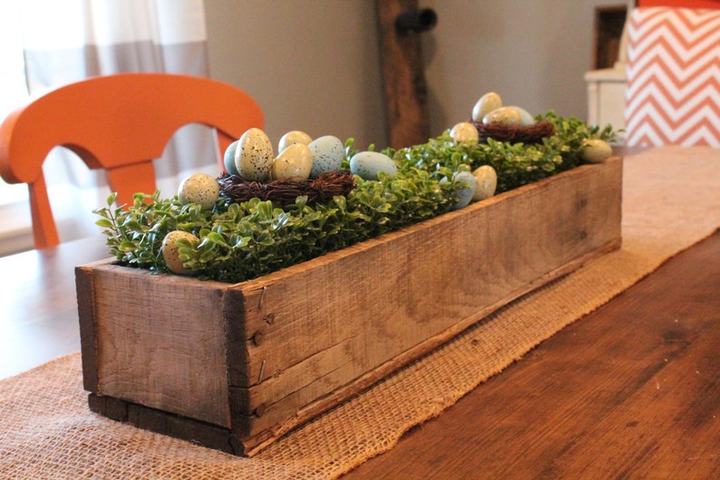 Rustic Wooden Planter Centerpiece Box rustic home decor