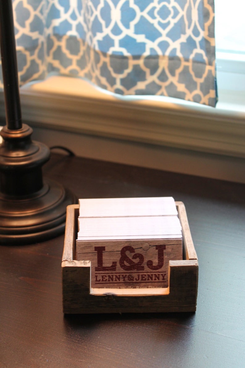 Rustic Business Card Holder Box for Business Cards Wooden