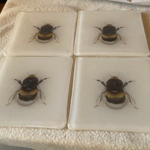 Bee tile Fused glass Collection Coasters and Hangings