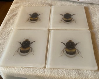 Bee tile Fused glass Collection Coasters and Hangings