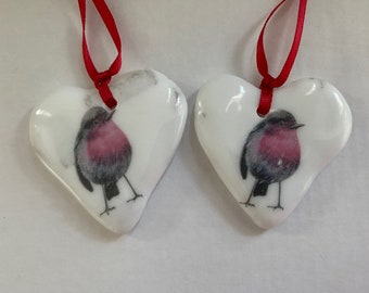 The Robin Collection Fused Glass robins