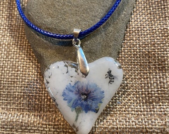 Fused Glass Cornflower and Bee Jewellery Collection