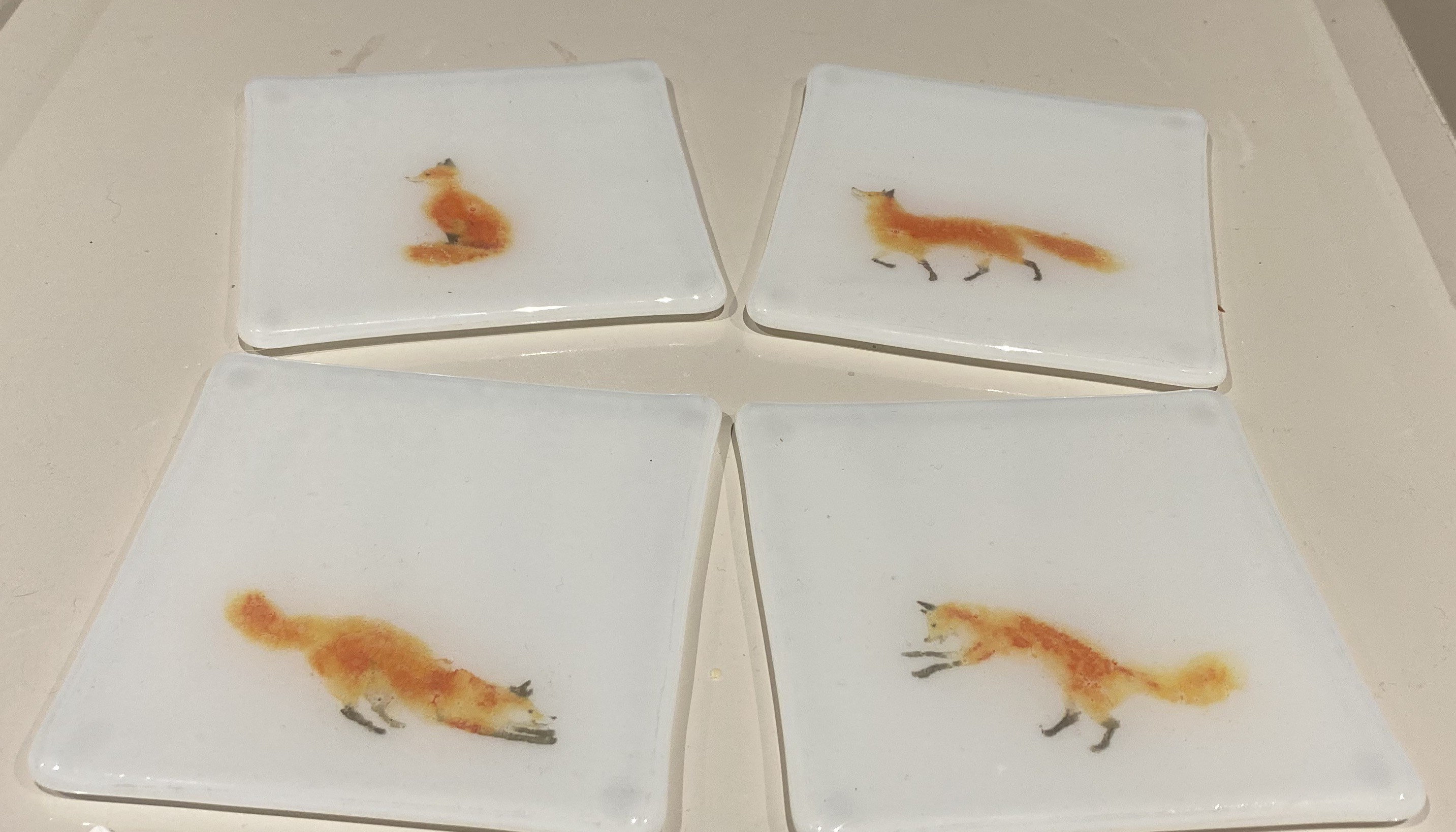 Fused Glass Red Fox Coasters - Etsy UK