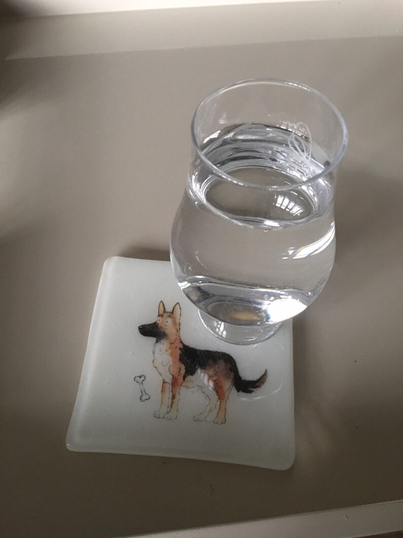 Dog coasters / fused glass tile with dogs image 4