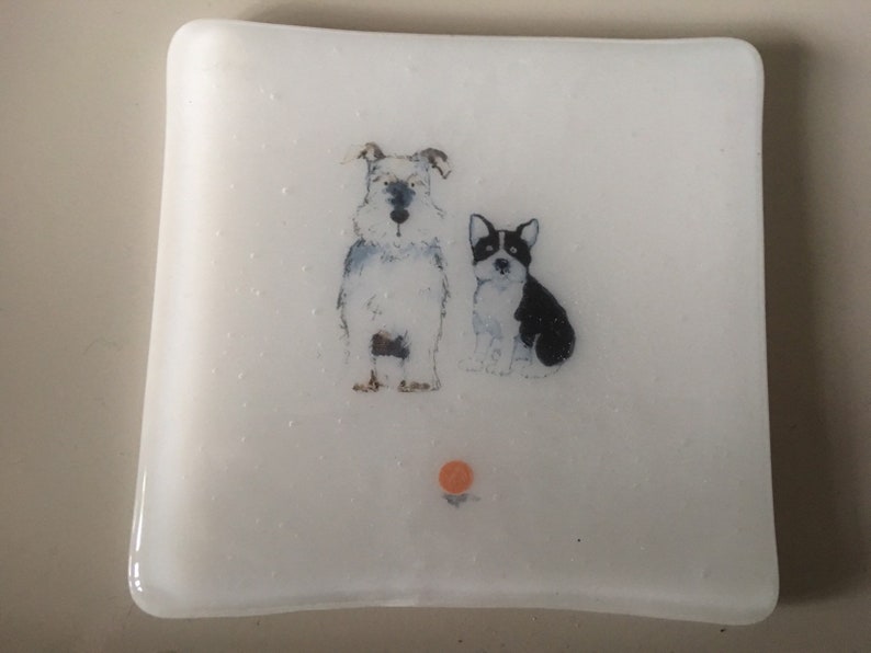 Dog coasters / fused glass tile with dogs image 7