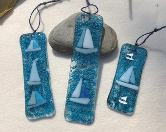 Sea and Boat Fused Glass Hanging