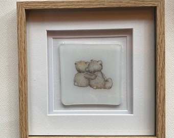 Teddy Themed Fused Glass Picture
