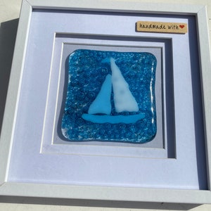 Boat at Sea picture Fused glass art sea themed