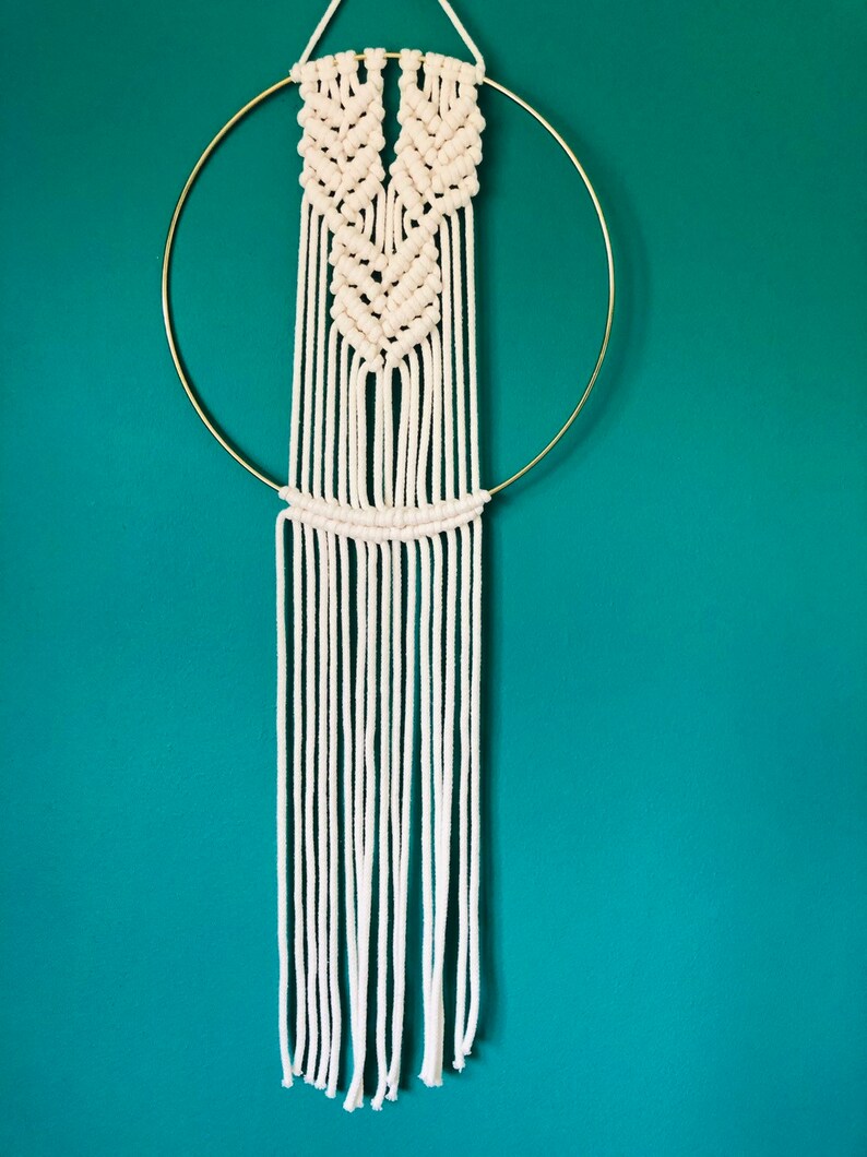 Gold Ring Macrame Wall Hanging Minimalist Macrame Tapestry Etsy