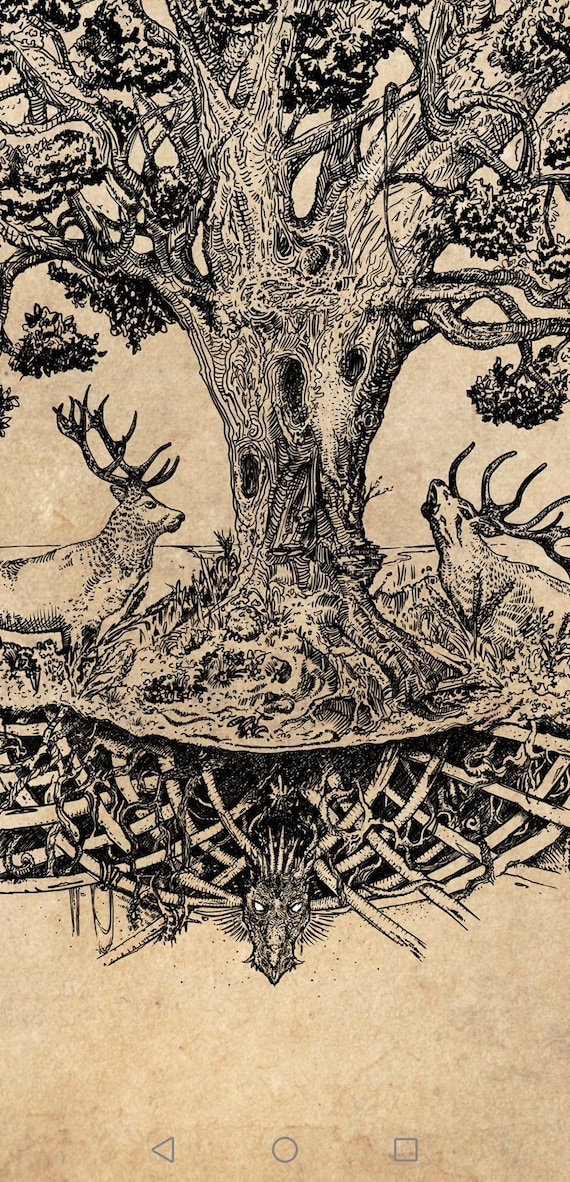 Viking Yggdrasil Weltenbaum Baum des Lebens Poster Print Bild Print Druck Wikinger A3-30 x 42 cm 