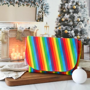 Rainbow LGBTQIA+ Pride Crossbody Bag, Colorful Bright Strip Sling Bag
