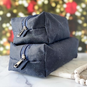 Navy Waxed Canvas Water Resistant Dopp Kit, Midnight Blue Canvas Traveler Toiletry Bag