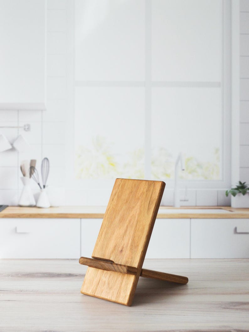 Wooden Collapsable Cell Phone Stand, Hands-free Easy To Store Tablet Holder image 4