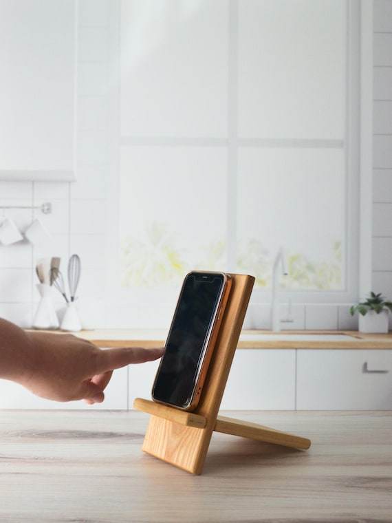 Wooden Collapsable Cell Phone Stand, Hands-free Easy To Store Tablet Holder
