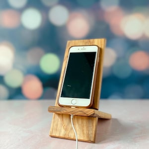 Wooden Collapsable Cell Phone Stand, Hands-free Easy To Store Tablet Holder image 3