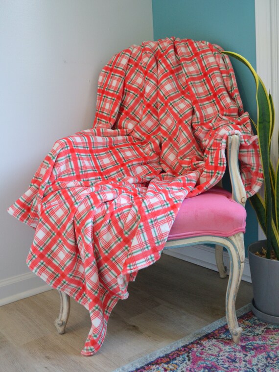White Red and Green Plaid Super Soft Cozy Blanket Christmas Tartan Ultra Soft Snuggle Afghan Throw Etsy