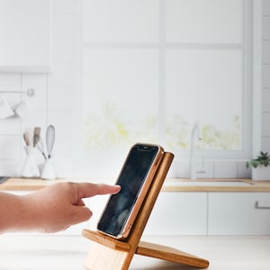 Wooden Collapsable Cell Phone Stand, Hands-free Easy To Store Tablet Holder image 9