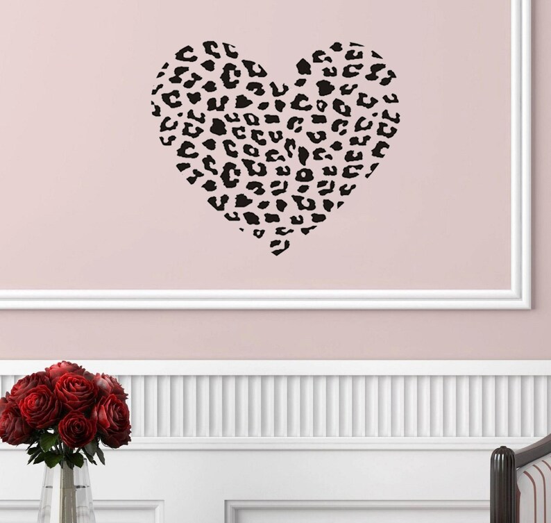 Cheetah Print Heart Wall Decal 22 X 19 Etsy