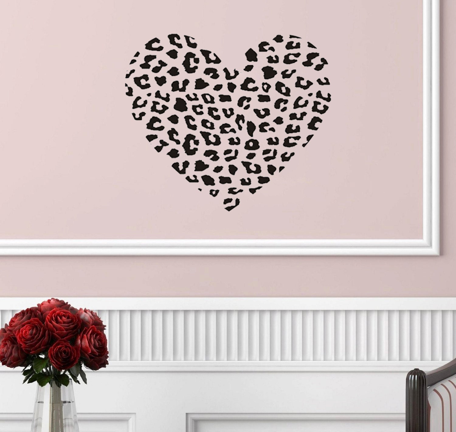 Cheetah Print Heart Wall Decal 22 X 19 Etsy