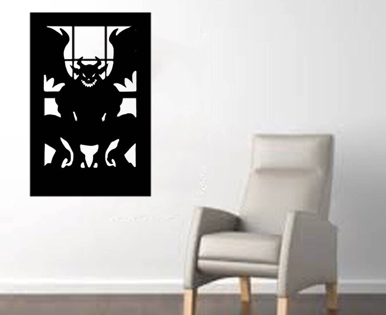 Black 20x 30 Scary Gargoyle in a Window large Halloween Wall Decal