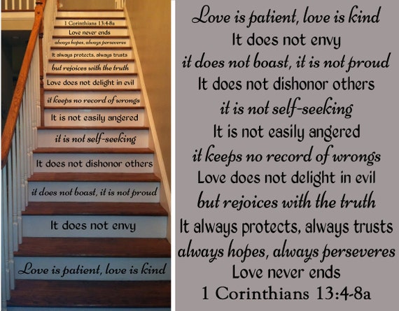 Liefde Is Geduldig 1 Korintiërs Bijbel Vers Decals Voor Uitbreidingskaart Decor Van De Trap