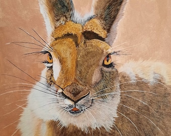 Original Art-Hare Portrait-Wildlife Painting