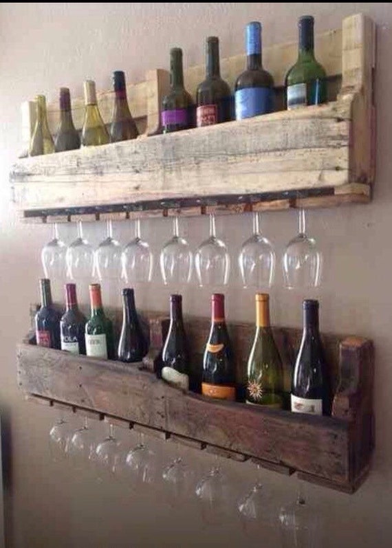 Rustic wine rack reclaimed wood made from recycled pallets Etsy