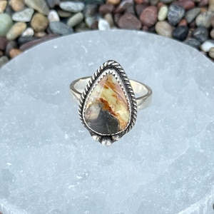 Sterling Silver Mescalero Jasper Ring | 925 Sterling Silver Ring | Size 7.5