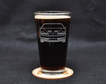 Badass 3rd Gen Pontiac Trans AM American Muscle Car Enthusiast Driving Themed Etched Beer Pint Glass Gift, Original Artwork, Made in USA!
