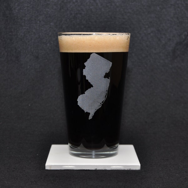 New Jersey Beer Pint Glass, New England, US, East Coast, America 50 States (Optional Personalization) Made in USA! Jersey Shore Coast Beach