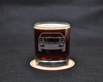 DeTomaso Pantera Themed 80's Exotic American Supercar Etched Whiskey Rocks Glass Gift Original Artwork Made in USA!