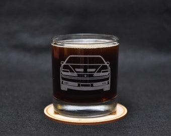 Badass 3rd Gen Pontiac Trans Am Sports Car Etched Whiskey Rocks Glass Gift, Original Artwork Made in USA! ...MURICA!