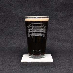 Alfa Romeo GTV6 Vintage Italian Sports Car Enthusiast Driving Themed Etched Beer Pint Glass Gift, Original Artwork, Made in USA!