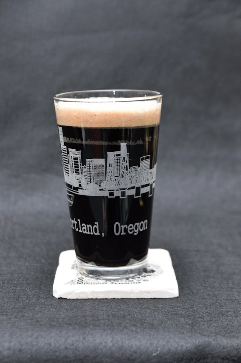 4TheAdventure Downtown City Skyline Beer Pint Glass - Thumbnail 5