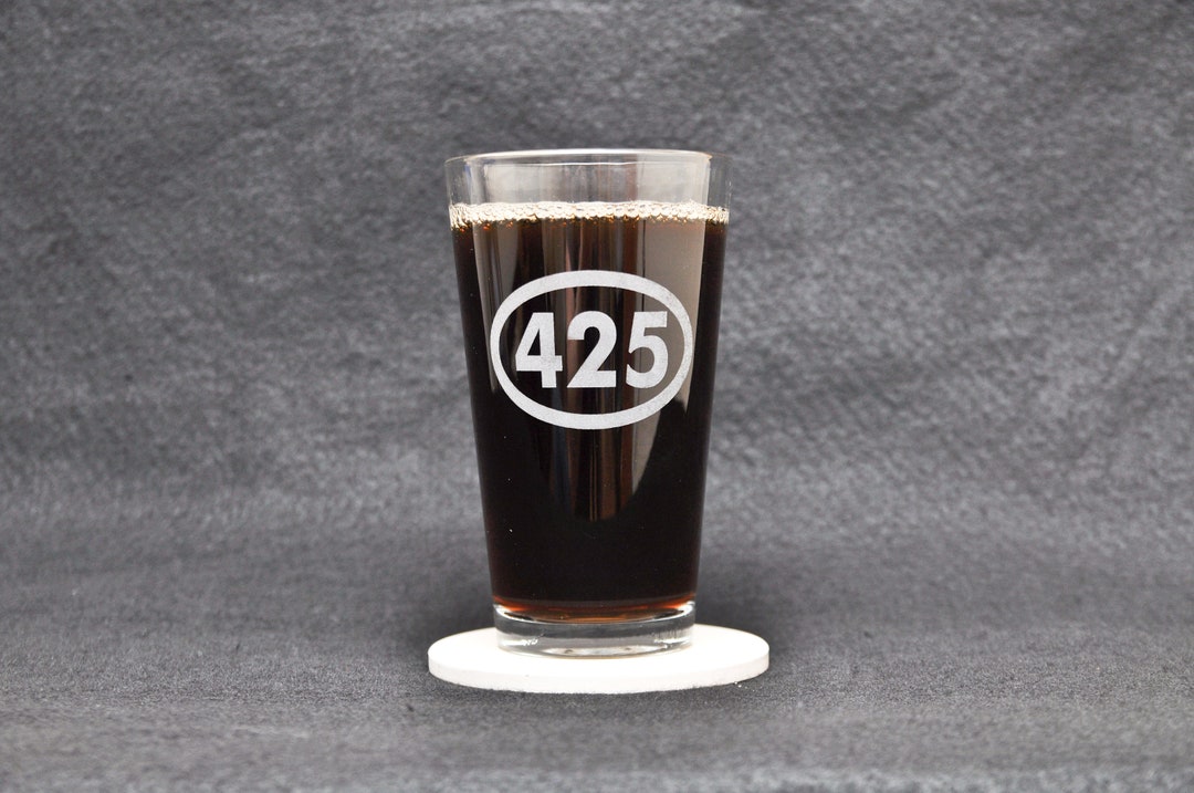 Seattle, Washington State Area Code 425 Etched Beer Pint Glass - Made ...
