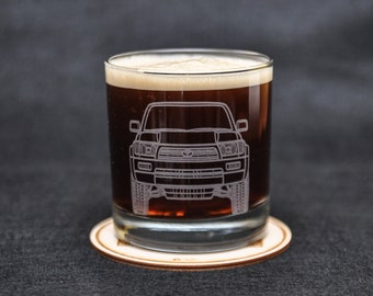 3rd Gen Toyota 4Runner Themed, Off Road, Overland Driving Enthusiast Etched Whiskey Rocks Glass Gift Original Artwork Made in USA!