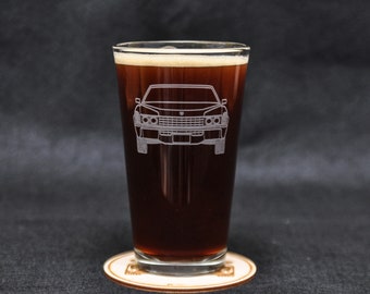 1968 Cadillac Eldorado Driving Themed Etched Beer Pint Glass Gift, Funk Music, Swingin' 60's Motown Detroit City Original Artwork, USA Made