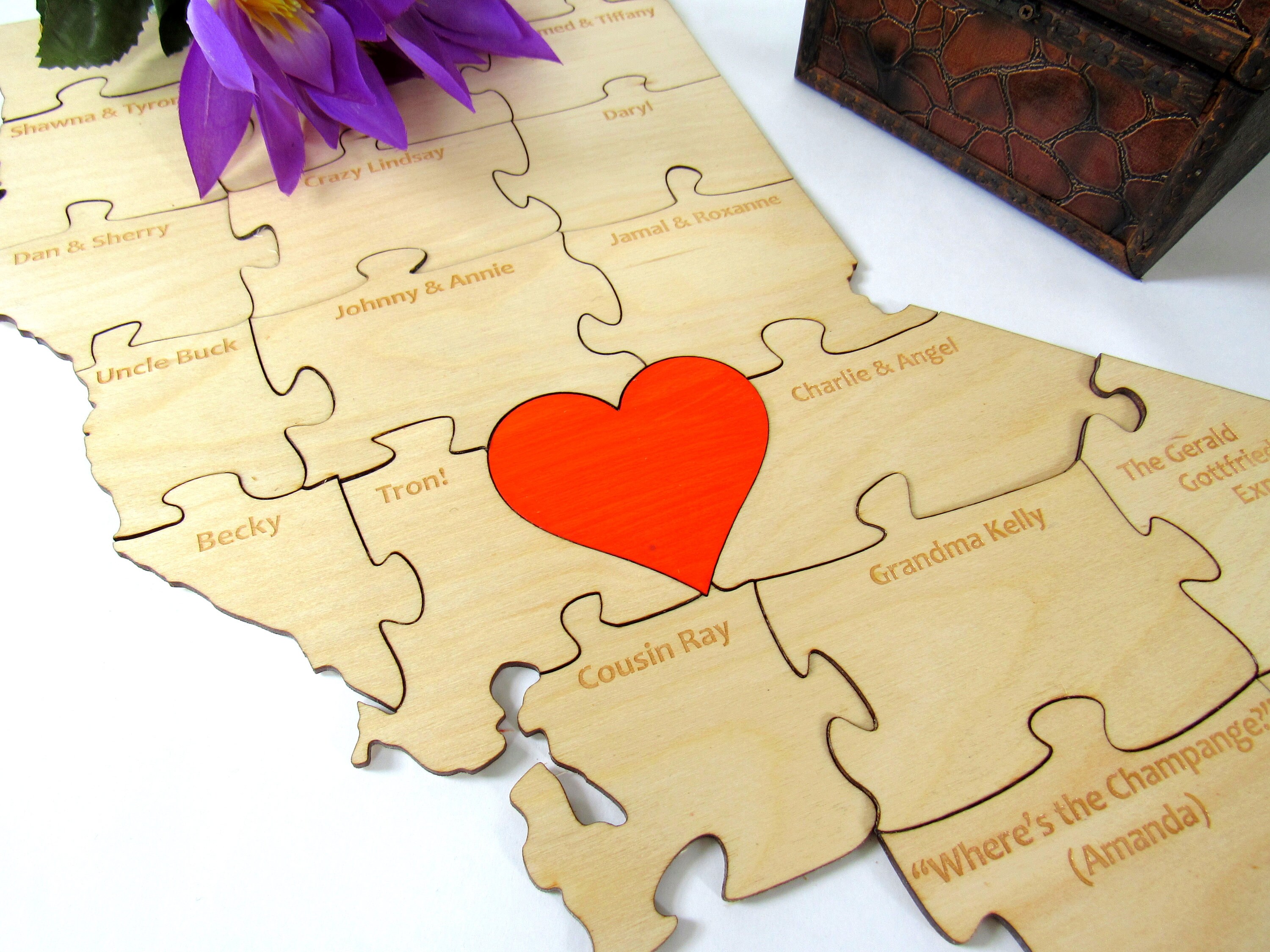 Alternative Guest Book Jigsaw Puzzle with Guest Names Engraved Etsy