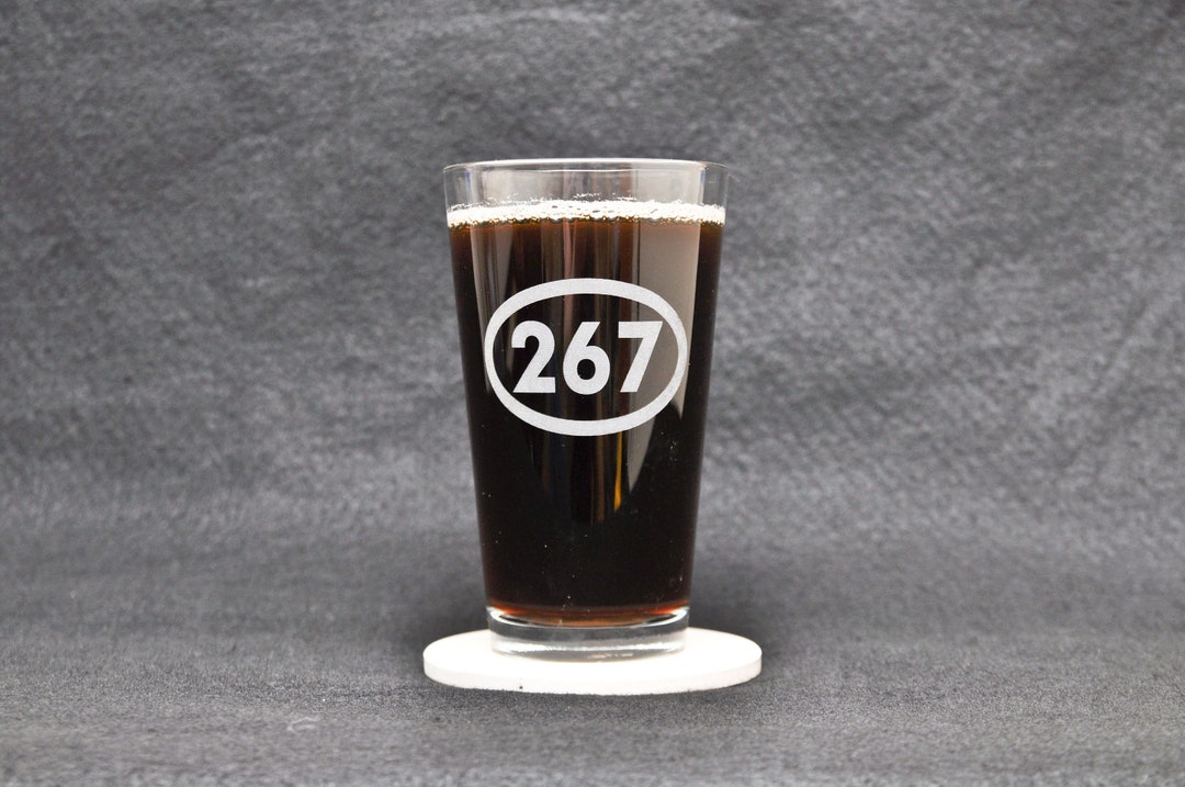 Philadelphia, Philly, Pennsylvania Area Code 267 Etched Beer Pint Glass ...